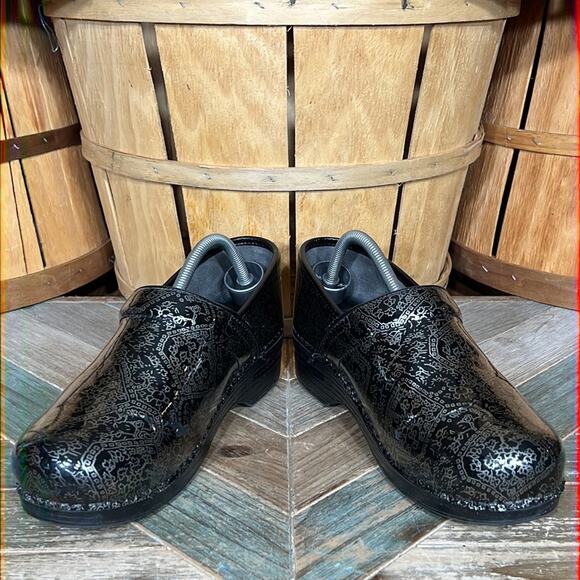 Dansko XP Black Silver Patent Slip-Resistant Professional Clogs Womens 11 EU 41 - Picture 7 of 12